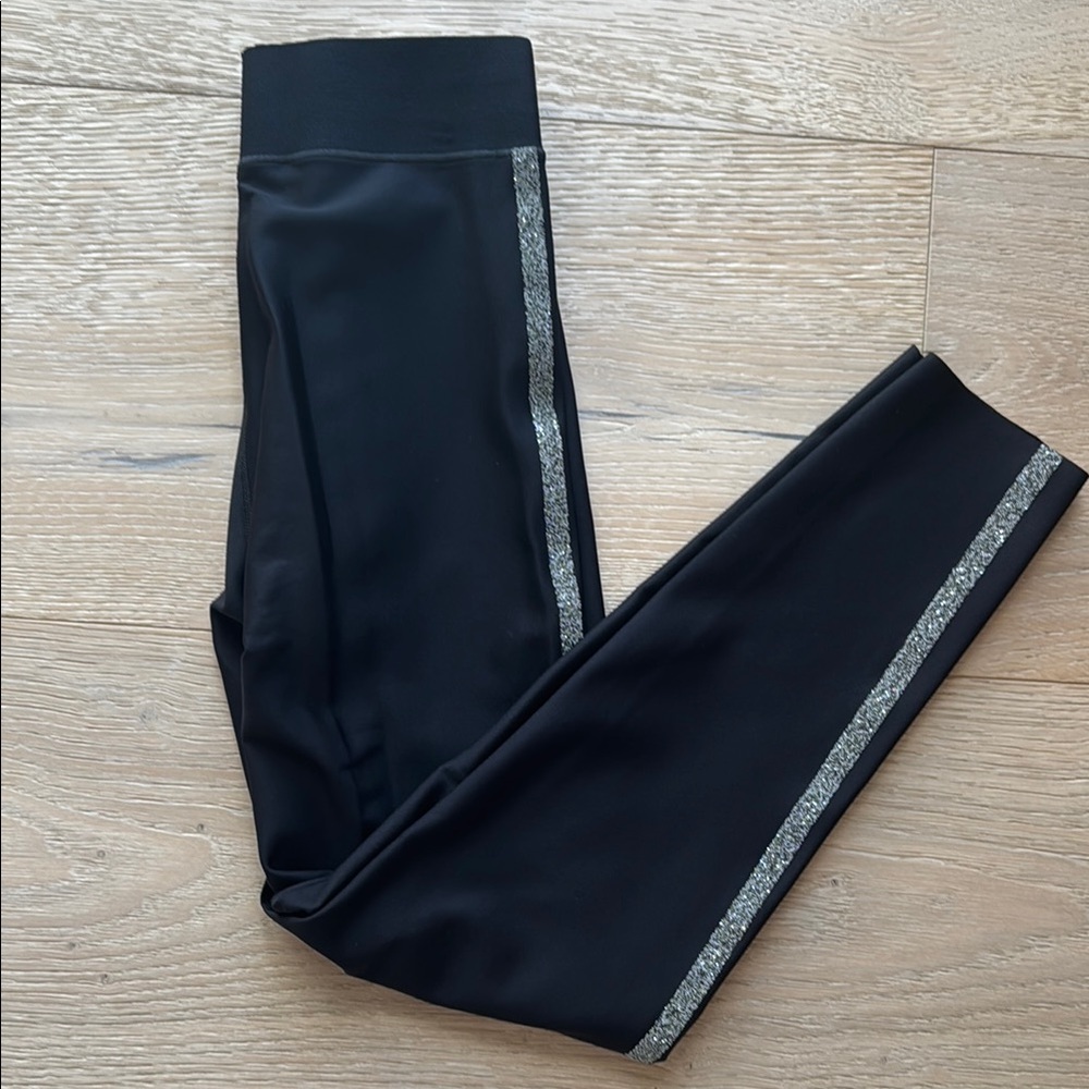 Ultracor Black Leggings with Silver Stripe sz XS